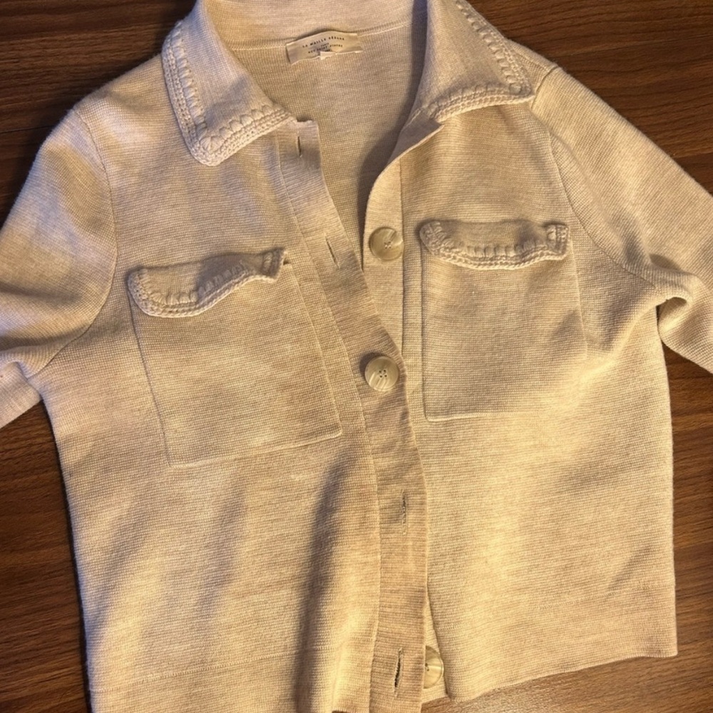 Sezane Cream Women's Cardigan with Button Details